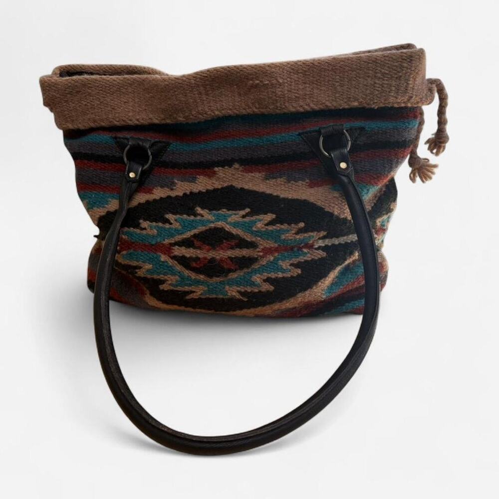 Woven vintage aztec southwestern tote bag